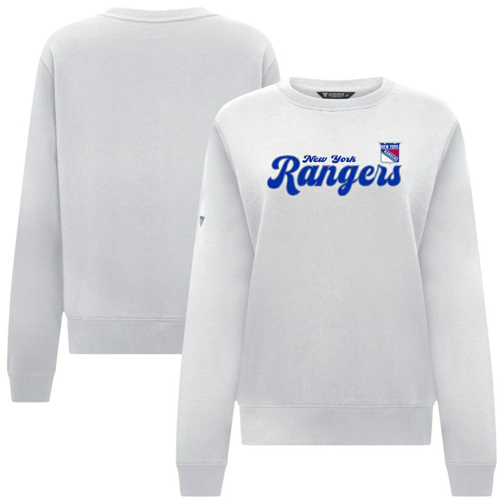 New York Rangers Levelwear Women's Yvette Big Script Tri-Blend Sweatshirt White
