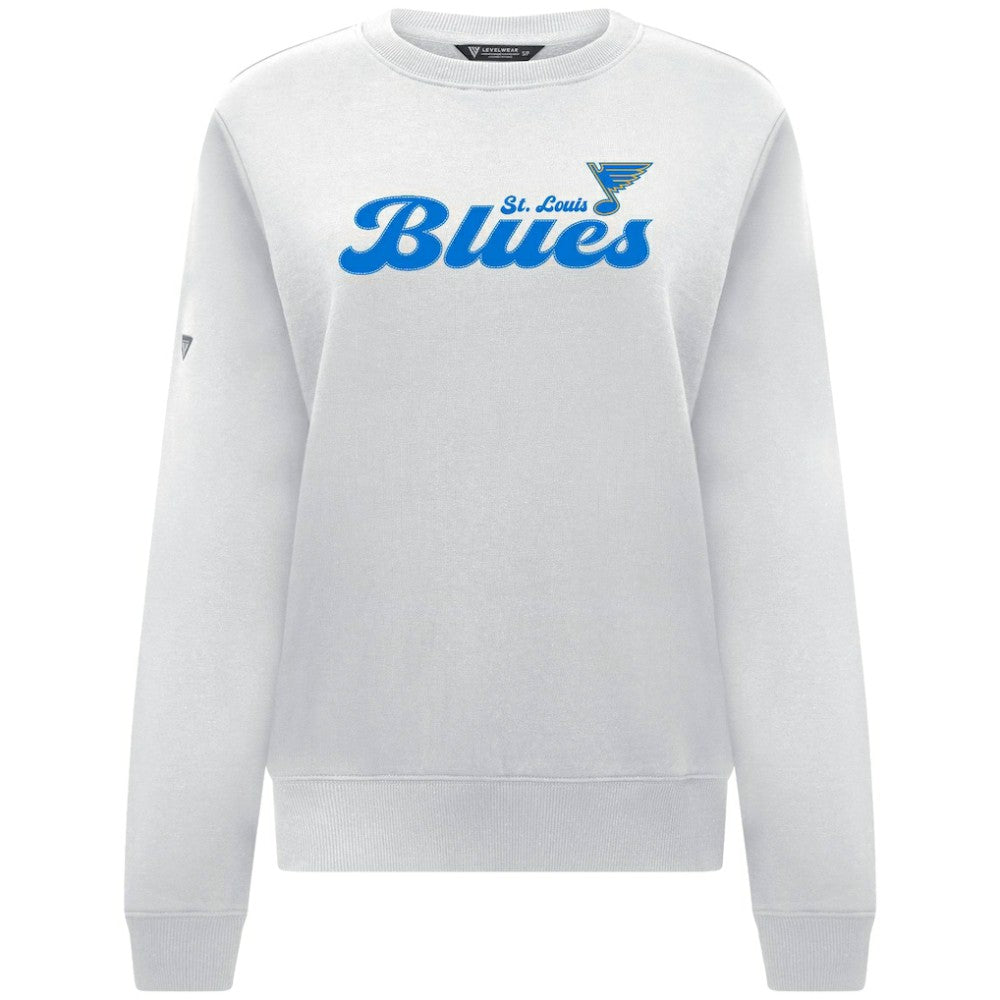 St. Louis Blues - Levelwear Women's Yvette Big Script Tri-Blend Sweatshirt White