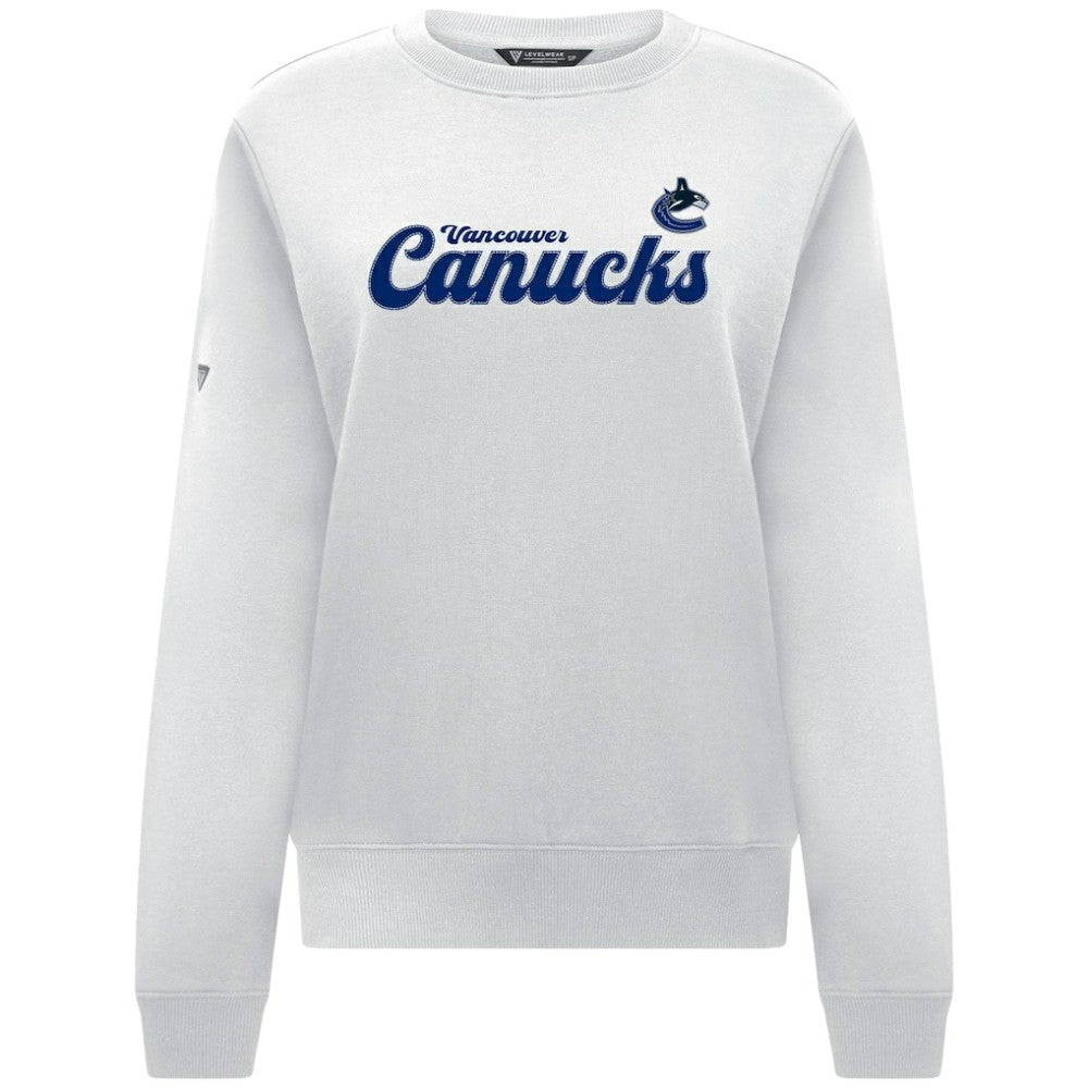 Vancouver Canucks - Levelwear Women's Yvette Big Script Tri-Blend Sweatshirt White