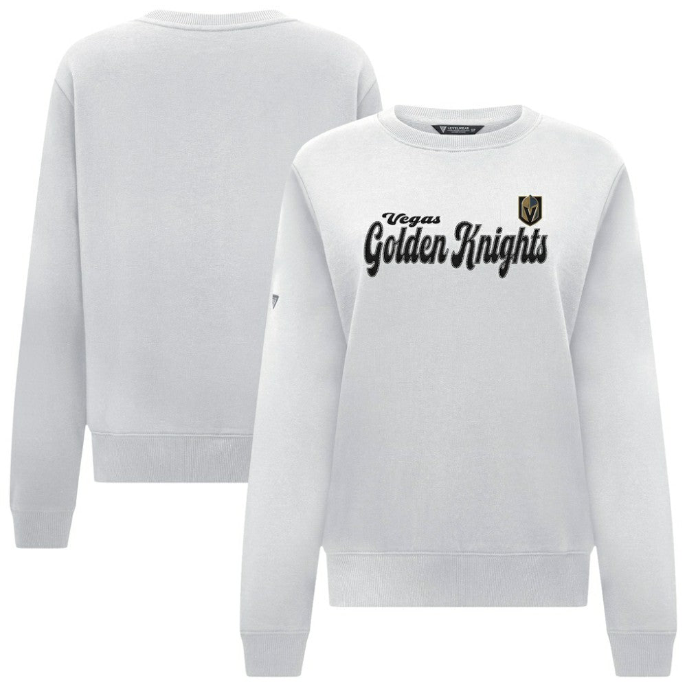 Vegas Golden Knights Levelwear Women's Yvette Big Script Tri-Blend Sweatshirt White
