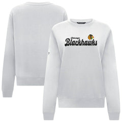 Chicago Blackhawks Levelwear Women's Yvette Big Script Tri-Blend Sweatshirt White