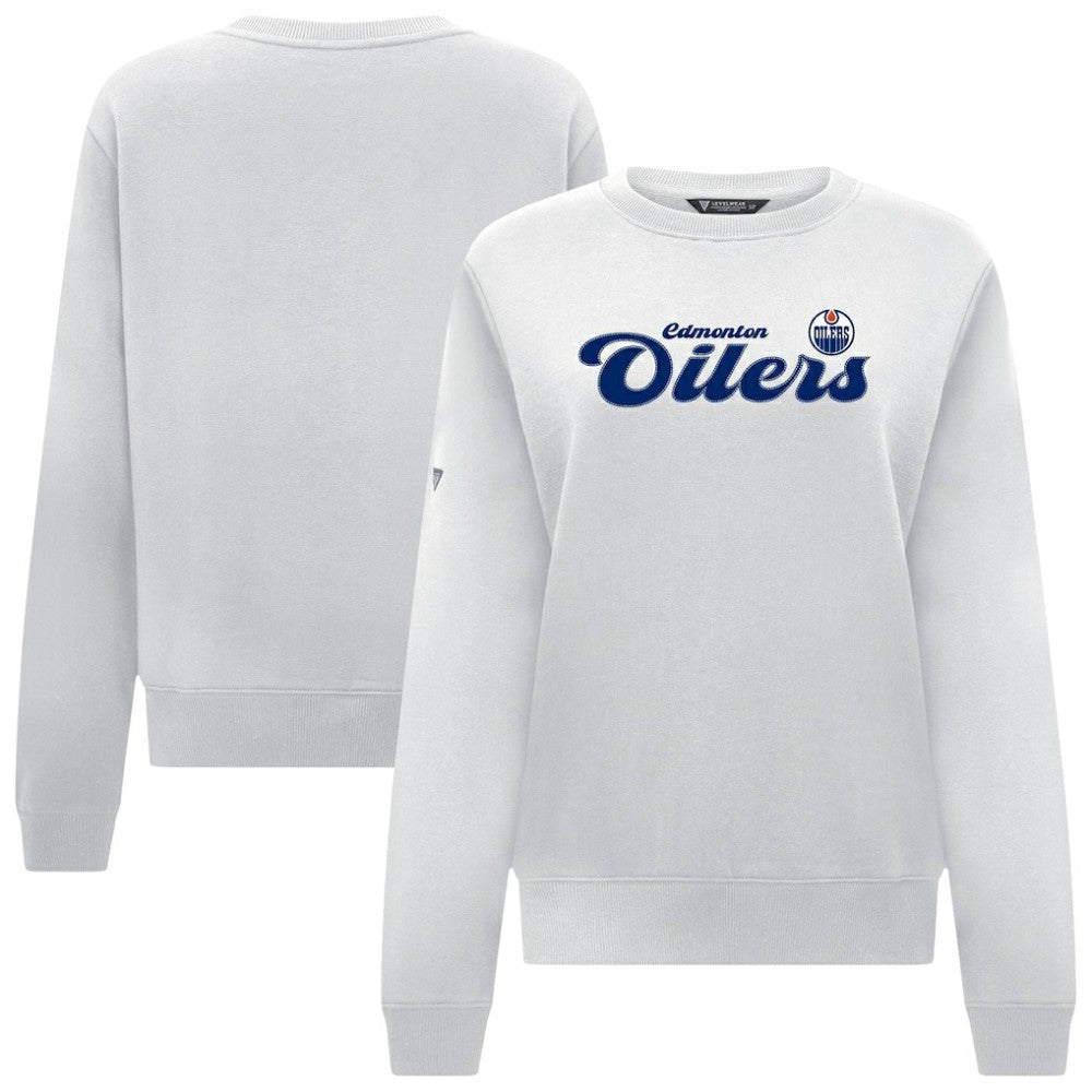 Edmonton Oilers - Levelwear Women's Yvette Big Script Tri-Blend Sweatshirt White