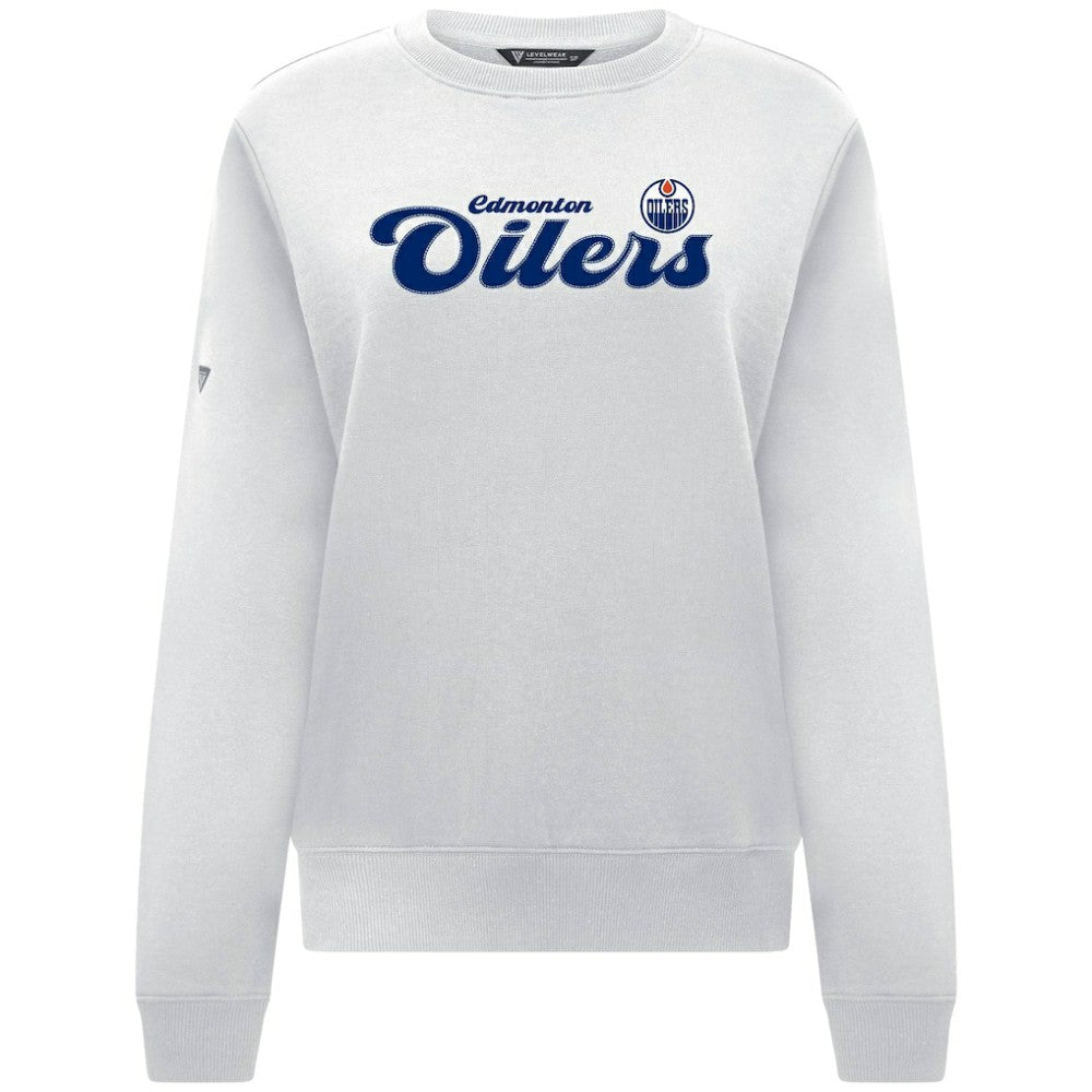 Edmonton Oilers - Levelwear Women's Yvette Big Script Tri-Blend Sweatshirt White