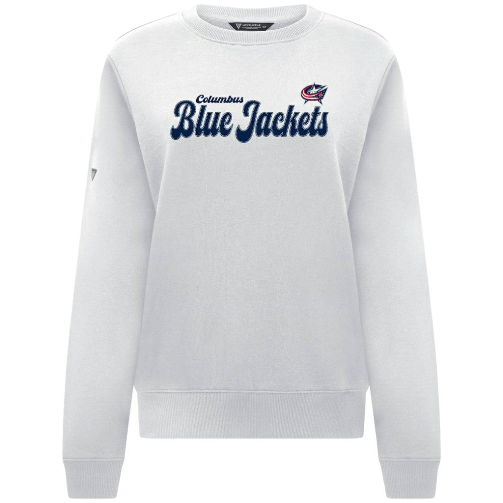 Columbus Blue Jackets - Levelwear Women's Yvette Big Script Tri-Blend Sweatshirt White
