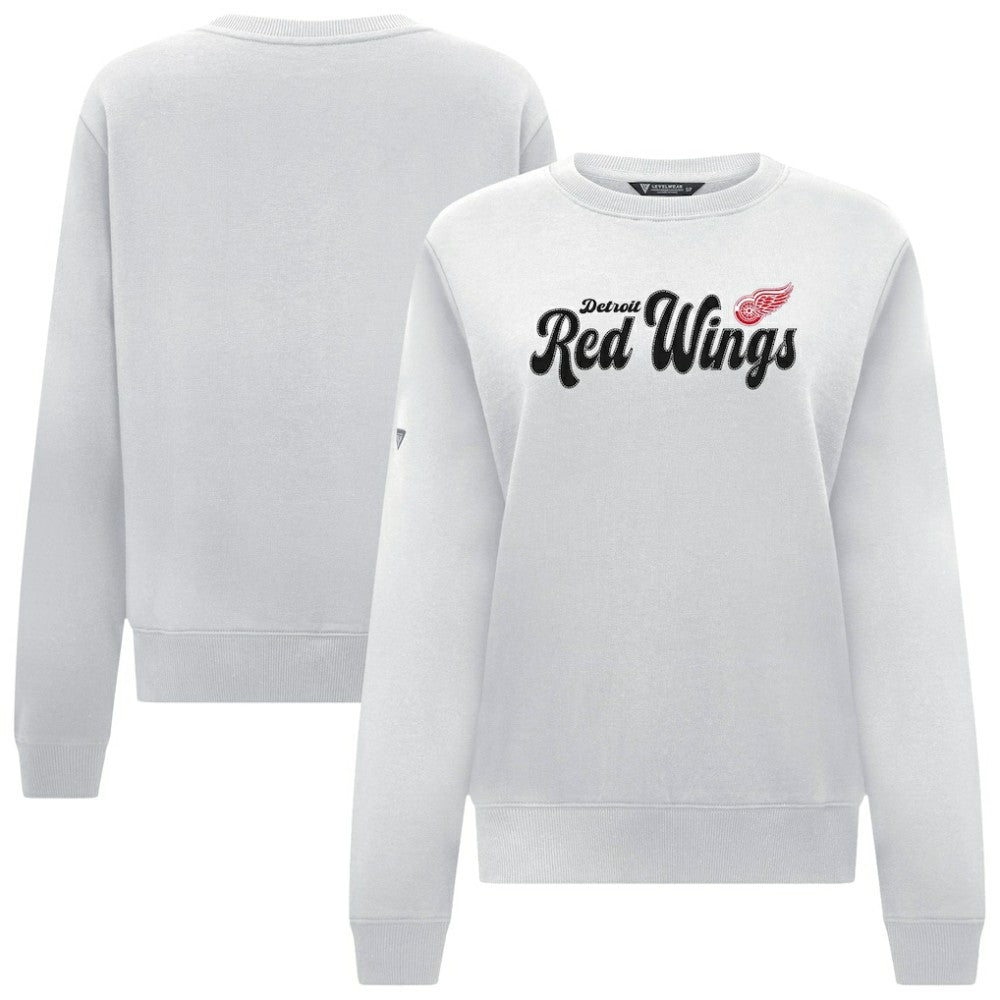 Detroit Red Wings - Levelwear Women's Yvette Big Script Tri-Blend Sweatshirt White