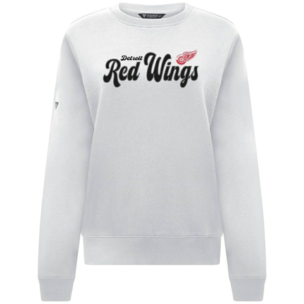 Detroit Red Wings - Levelwear Women's Yvette Big Script Tri-Blend Sweatshirt White