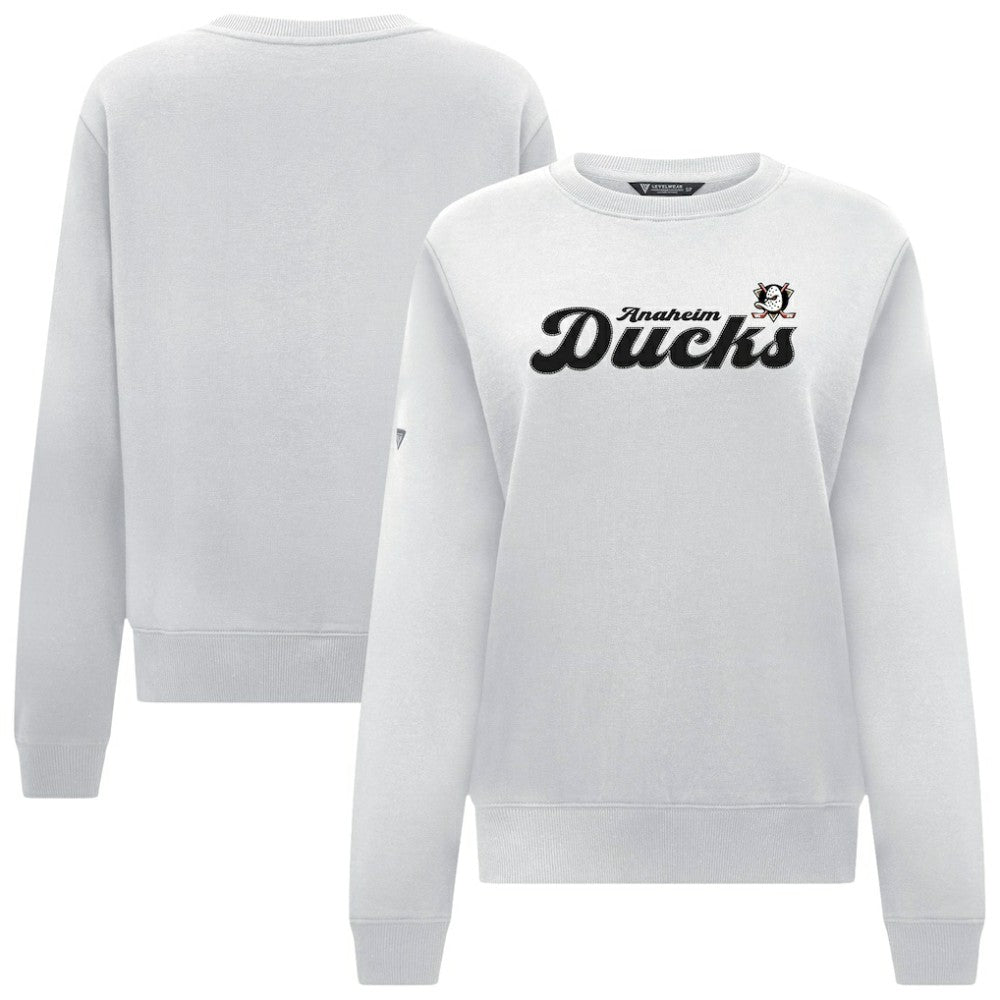 Anaheim Ducks - Levelwear Women's Yvette Big Script Tri-Blend Sweatshirt White