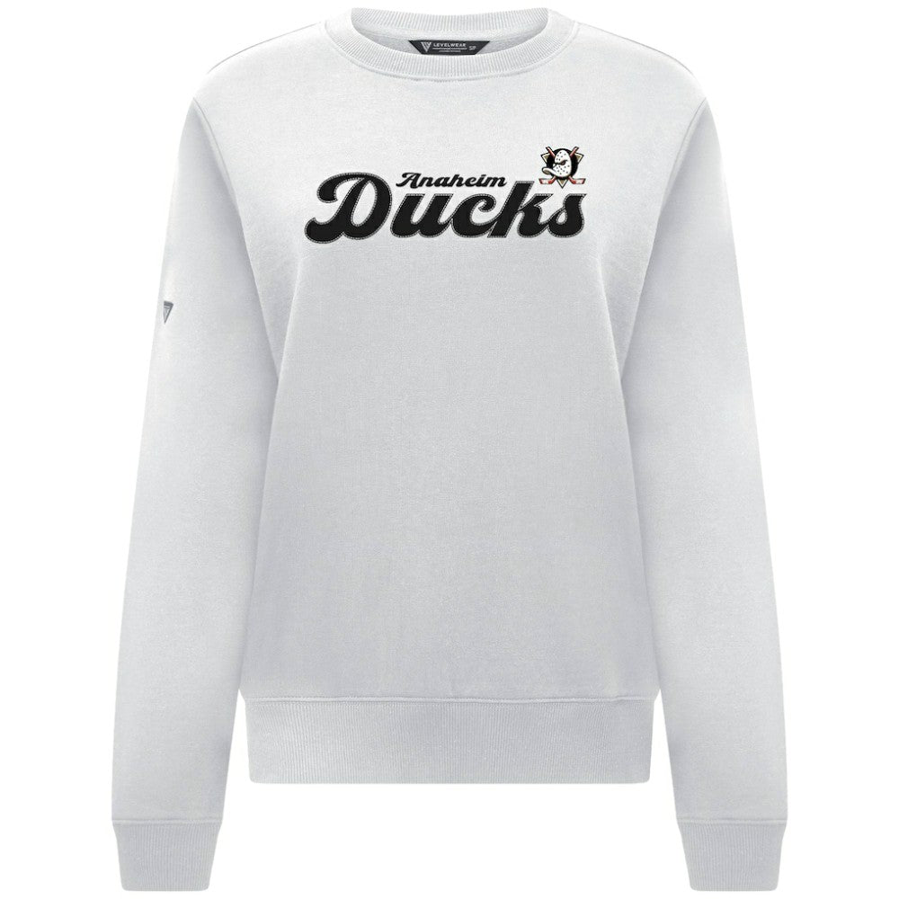 Anaheim Ducks - Levelwear Women's Yvette Big Script Tri-Blend Sweatshirt White