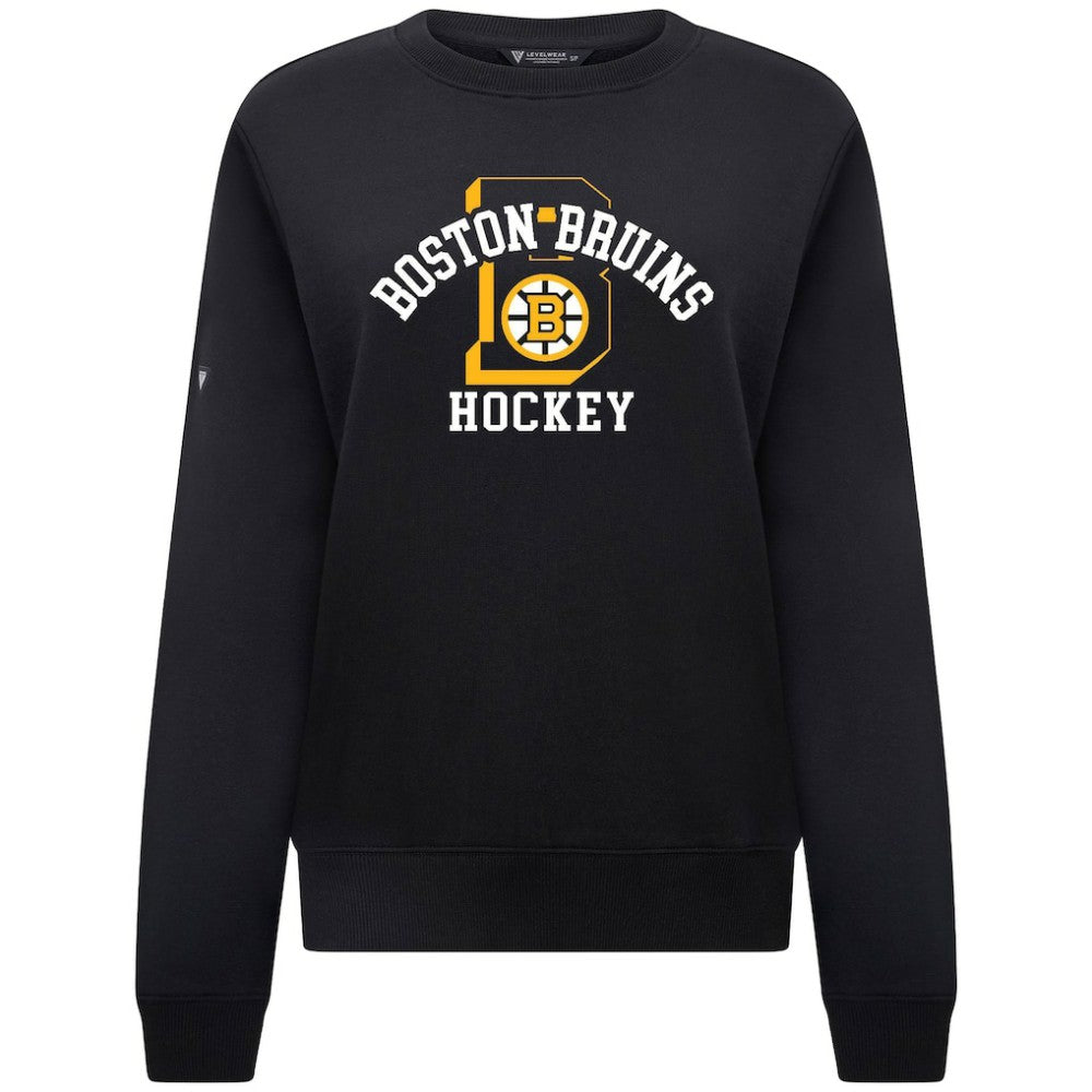 Boston Bruins Levelwear Women's Yvette Limelight Big Letter Sweatshirt Black