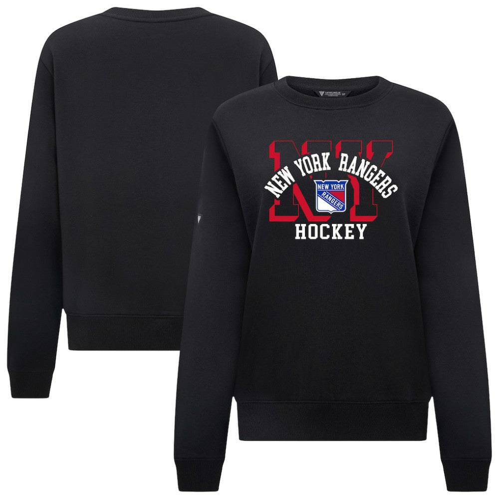 New York Rangers Levelwear Women's Yvette Limelight Big Letter Sweatshirt Black