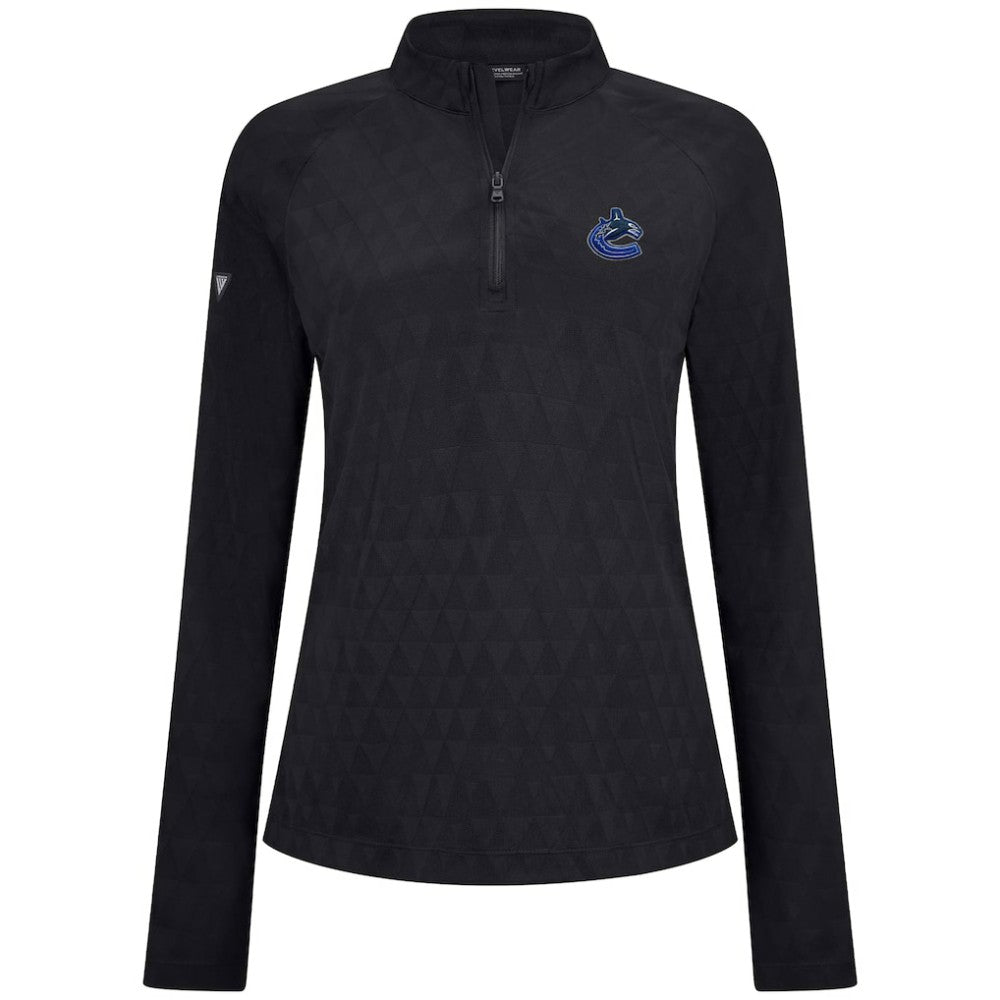 Vancouver Canucks - Levelwear Women's Spike Raglan Quarter-Zip Top Black