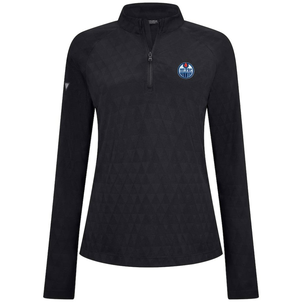 Edmonton Oilers - Levelwear Women's Spike Raglan Quarter-Zip Top Black