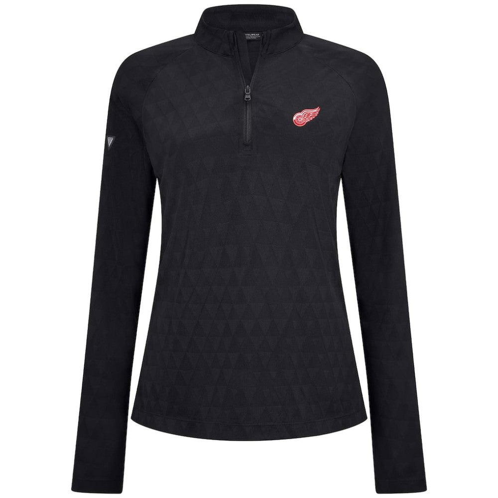 Detroit Red Wings - Levelwear Women's Spike Raglan Quarter-Zip Top Black