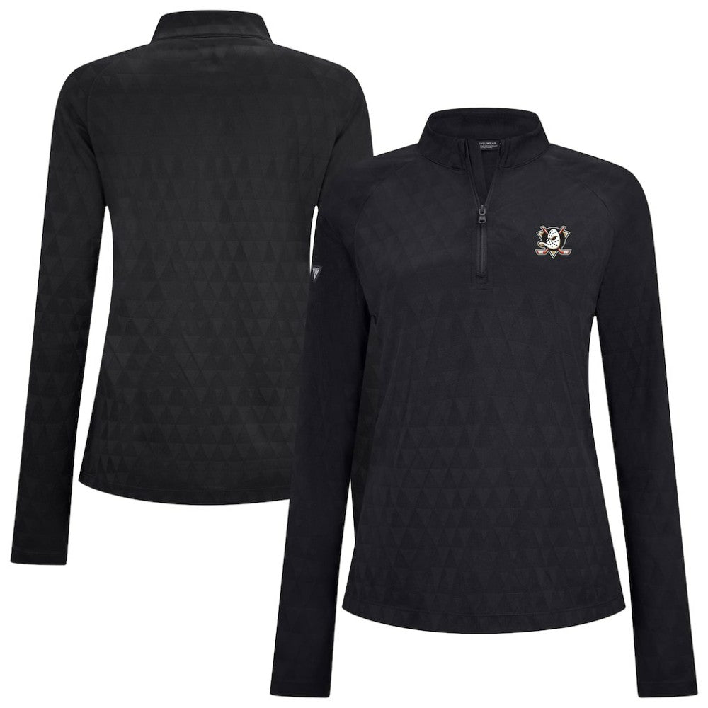 Anaheim Ducks - Levelwear Women's Spike Raglan Quarter-Zip Top Black