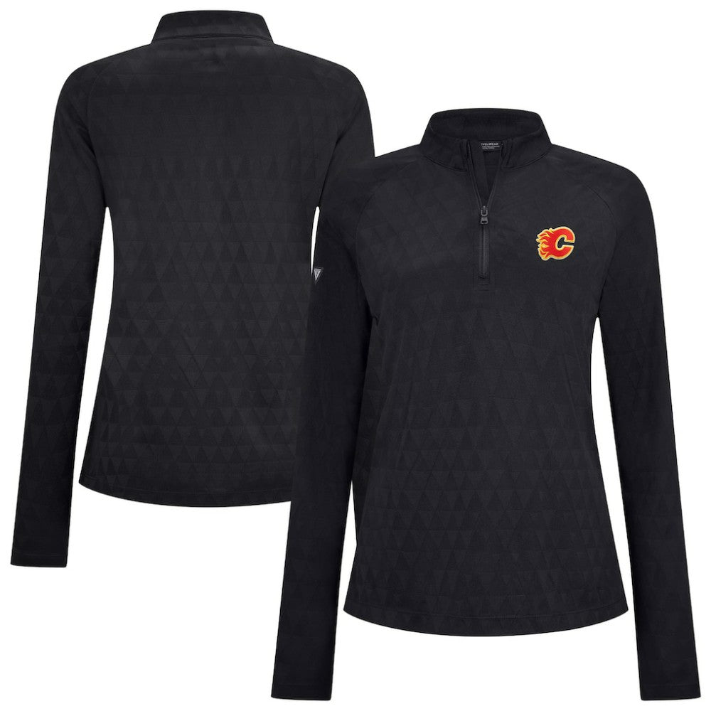 Calgary Flames - Levelwear Women's Spike Raglan Quarter-Zip Top Black