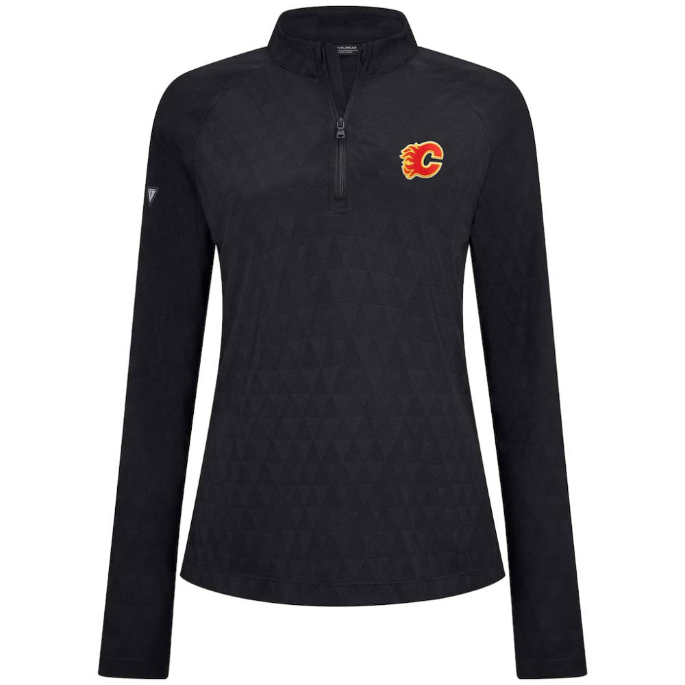 Calgary Flames - Levelwear Women's Spike Raglan Quarter-Zip Top Black