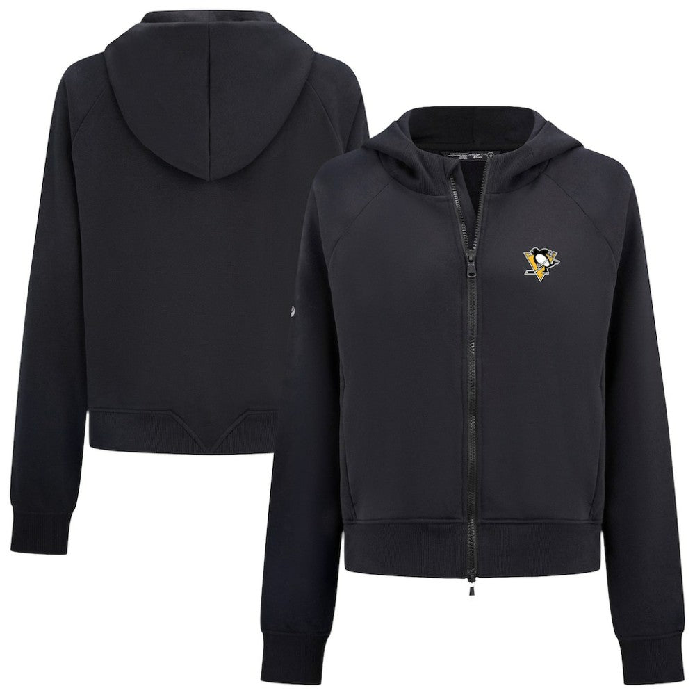 Pittsburgh Penguins Levelwear Women's Judd Raglan Full-Zip Hoodie Black