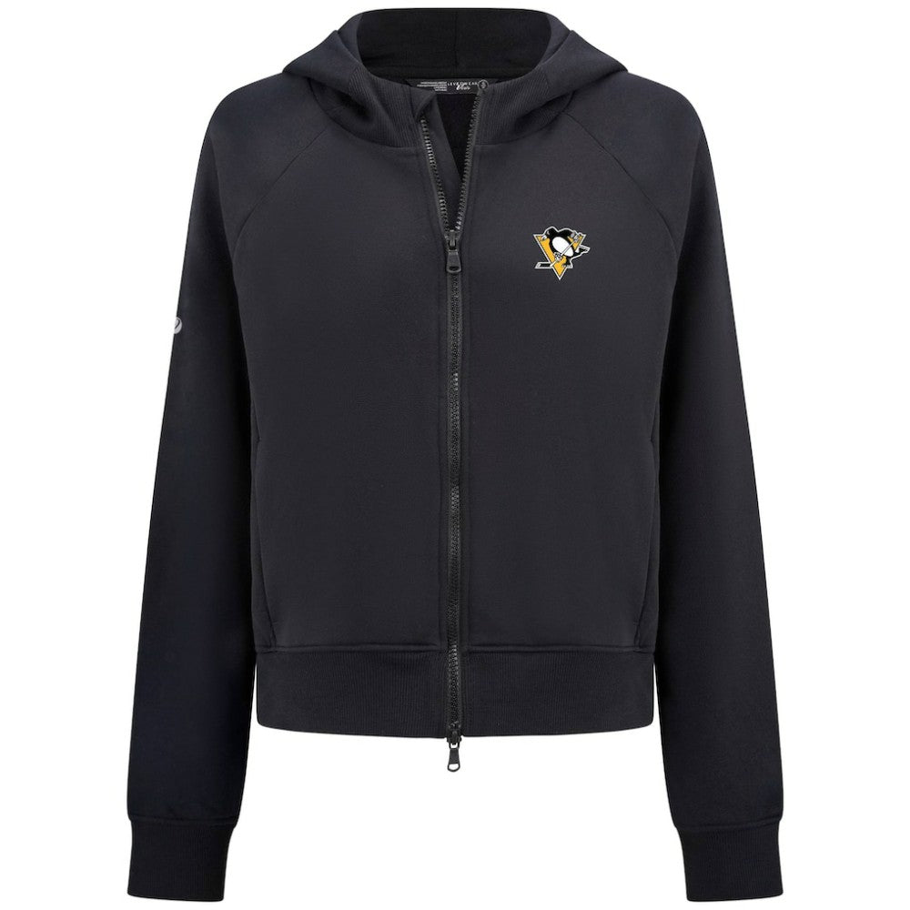 Pittsburgh Penguins Levelwear Women's Judd Raglan Full-Zip Hoodie Black