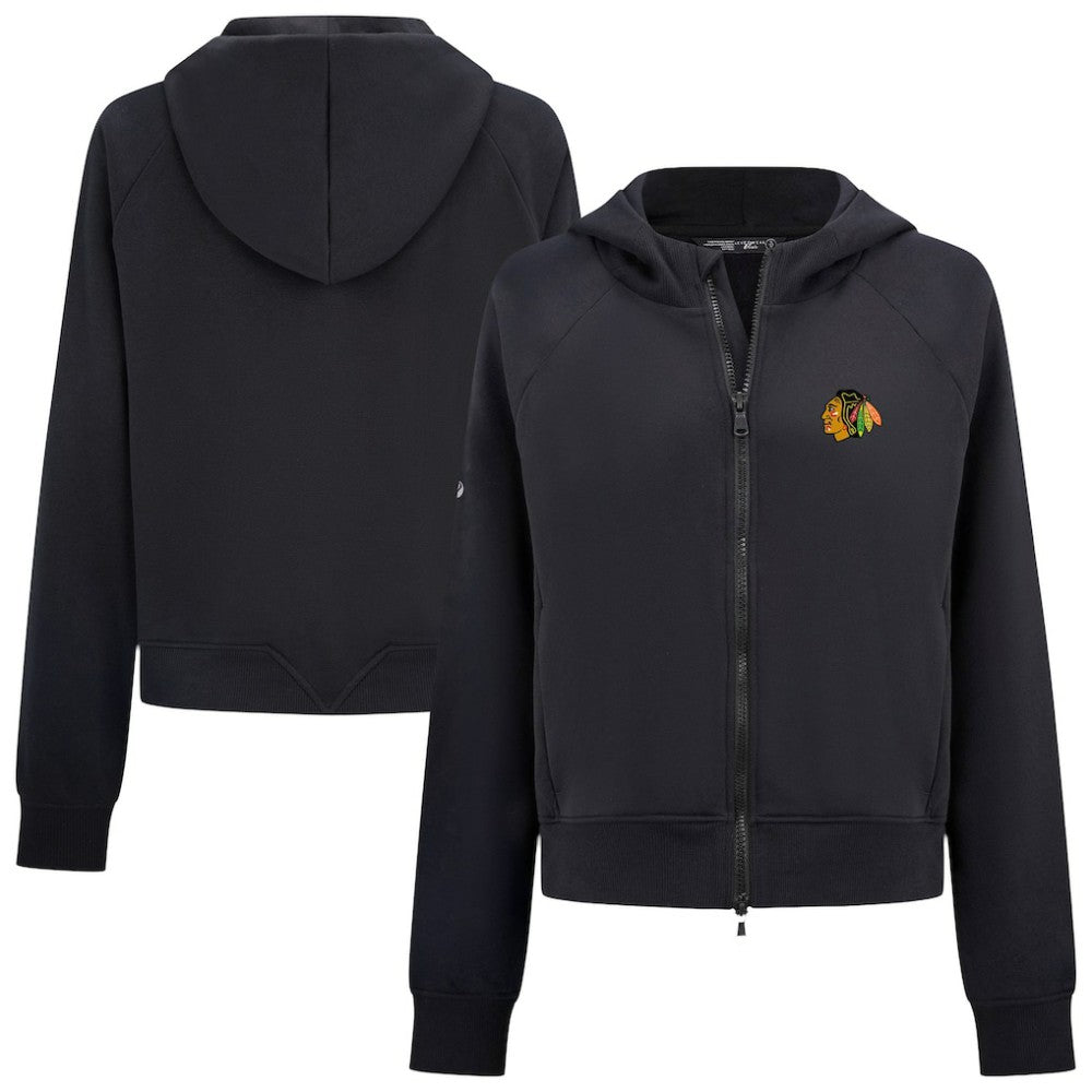 Chicago Blackhawks Levelwear Women's Judd Raglan Full-Zip Hoodie Black