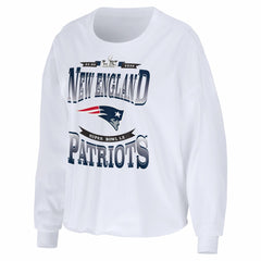 New England Patriots WEAR by Erin Andrews Women's Super Bowl LX Cropped Long Sleeve T-Shirt White - NFL
