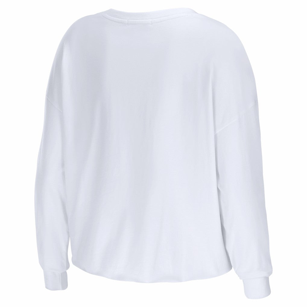 New England Patriots WEAR by Erin Andrews Women's Super Bowl LX Cropped Long Sleeve T-Shirt White - NFL