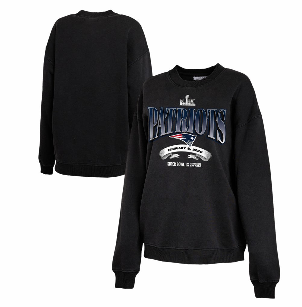 New England Patriots WEAR by Erin Andrews Women's Super Bowl LX Fleece Sweatshirt Black - NFL