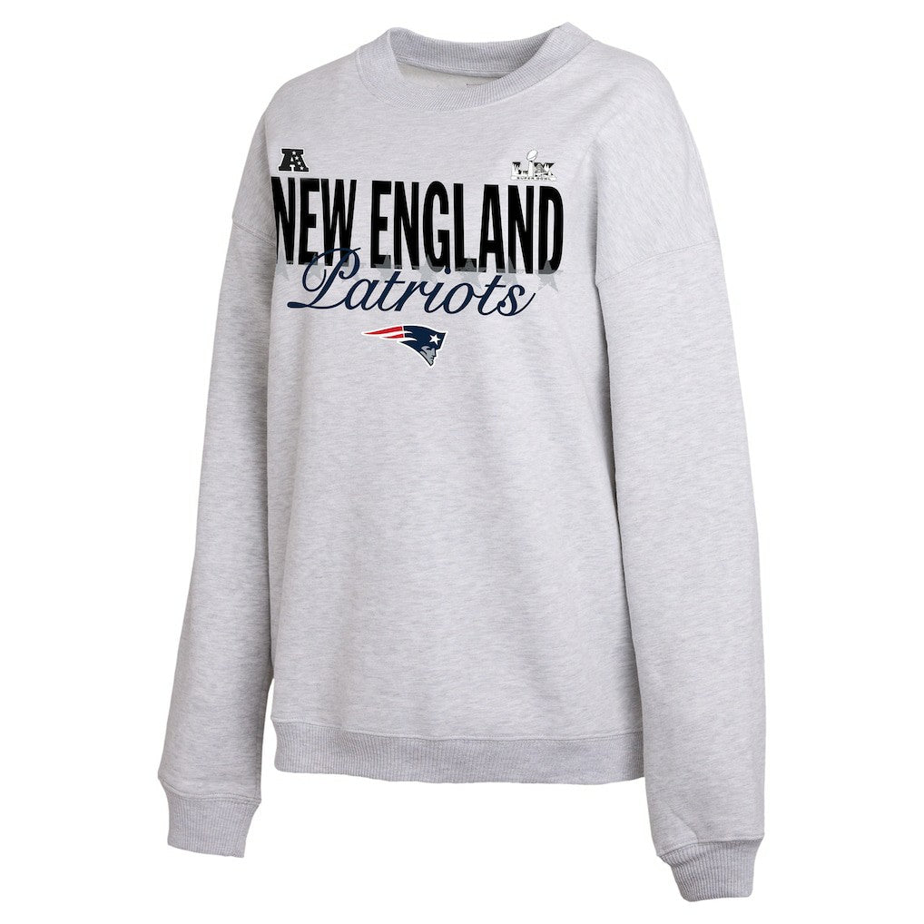 New England Patriots WEAR by Erin Andrews Women's Super Bowl LX Fleece Sweatshirt Gray - NFL