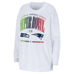 New England Patriots vs. Seattle Seahawks WEAR by Erin Andrews Women's Super Bowl LX Matchup Sweatshirt White - NFL