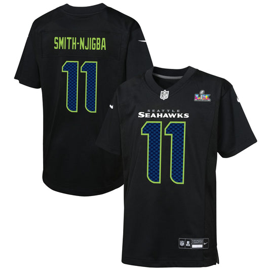 Jaxon Smith-Njigba Seattle Seahawks Youth Super Bowl LX Patch Carbon Fashion Game Jersey - Black | NFL Jerseys