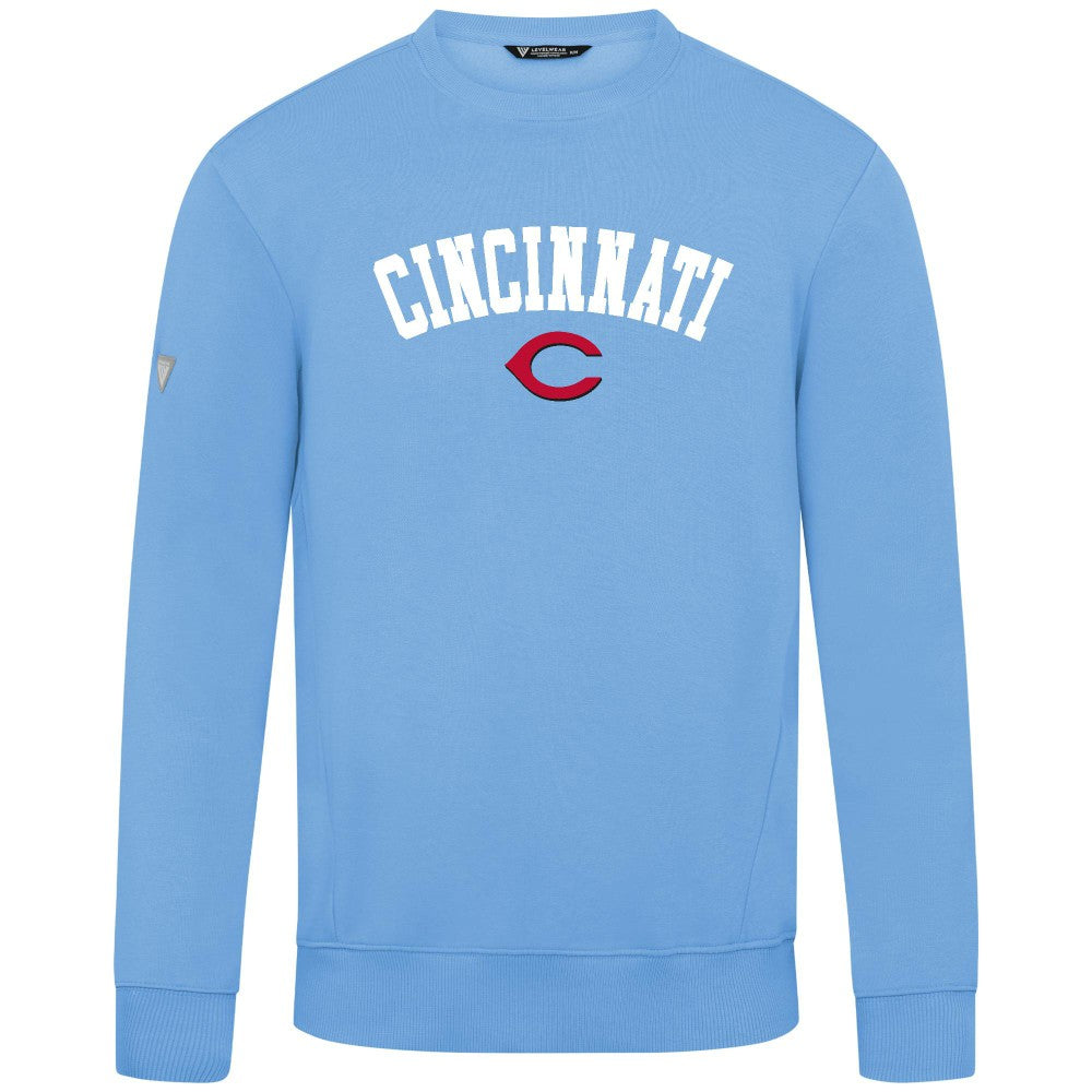 Cincinnati Reds Levelwear Zane Felt Arch Pullover Sweatshirt On Sale