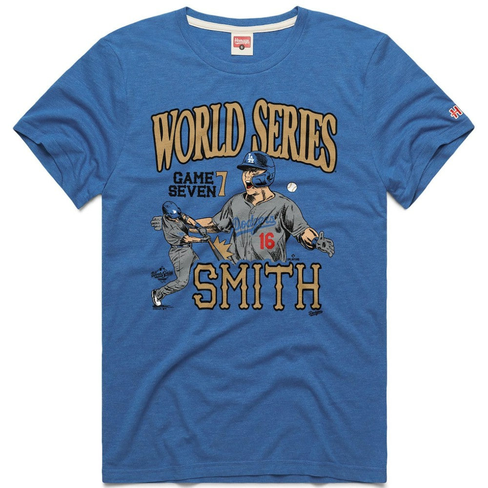 Will Smith Los Angeles Dodgers Homage Unisex 2026 Gold Collection Game Seven Tri-Blend T-Shirt for sale
