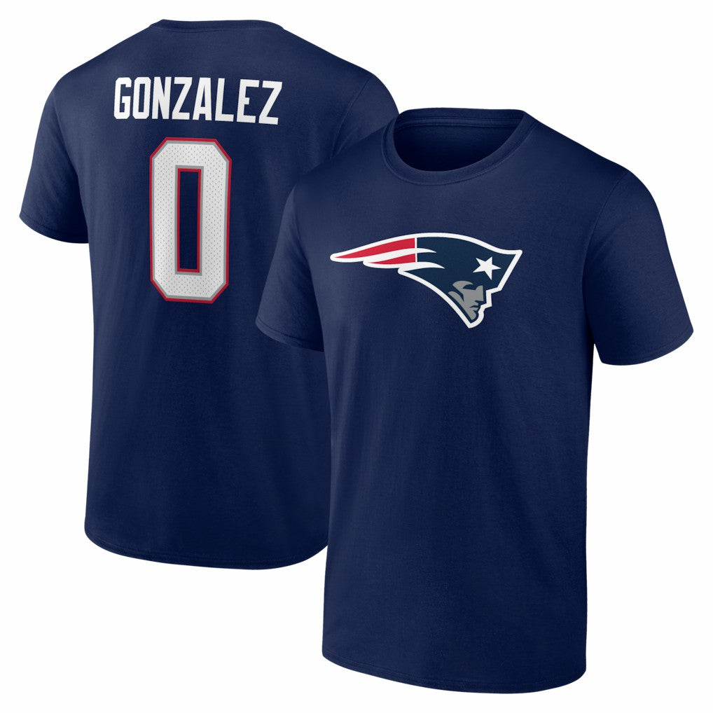 Christian Gonzalez New England Patriots Icon Name & Number T-Shirt Navy - NFL