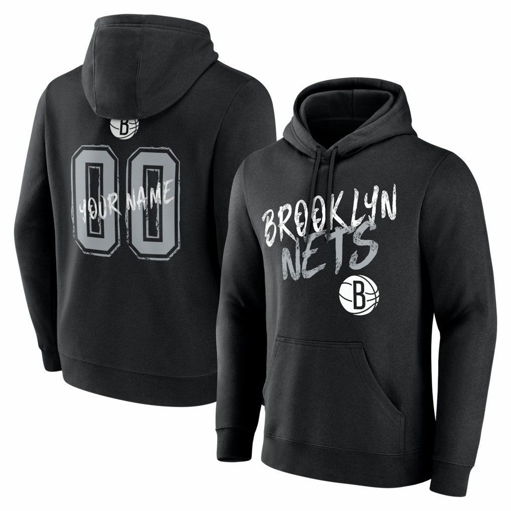 NBA - Brooklyn Nets Big & Tall Hustle Personalized Name & Number Hoodie - Black