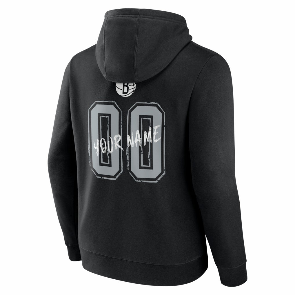NBA - Brooklyn Nets Big & Tall Hustle Personalized Name & Number Hoodie - Black