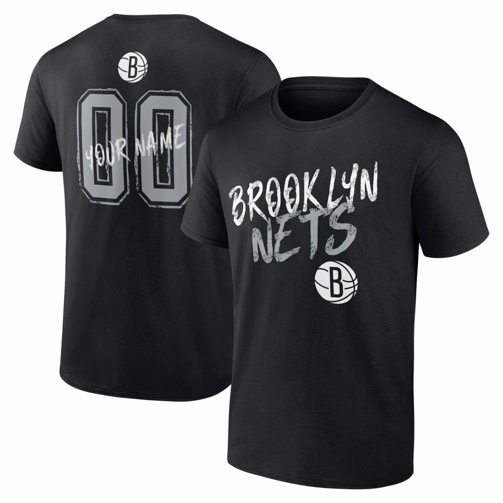 NBA - Brooklyn Nets Big & Tall Hustle Personalized Name & Number T-Shirt - Black
