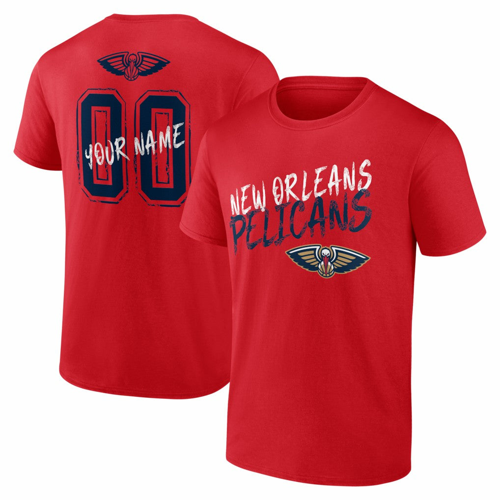 NBA - New Orleans Pelicans Big & Tall Hustle Personalized Name & Number T-Shirt - Red