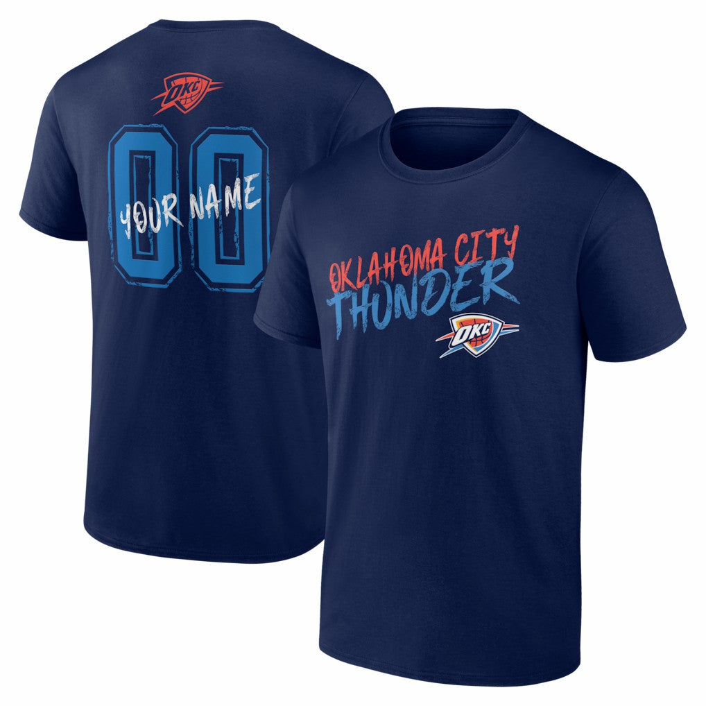 NBA - Oklahoma City Thunder Big & Tall Hustle Personalized Name & Number T-Shirt - Navy