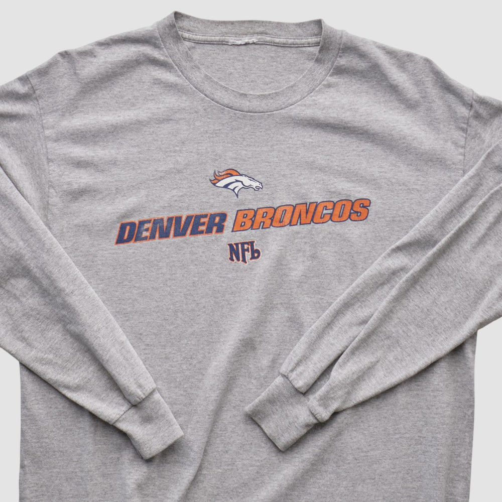 Denver Broncos 2000s Long Sleeve T-shirt Heather Gray Vintage - Fanatics