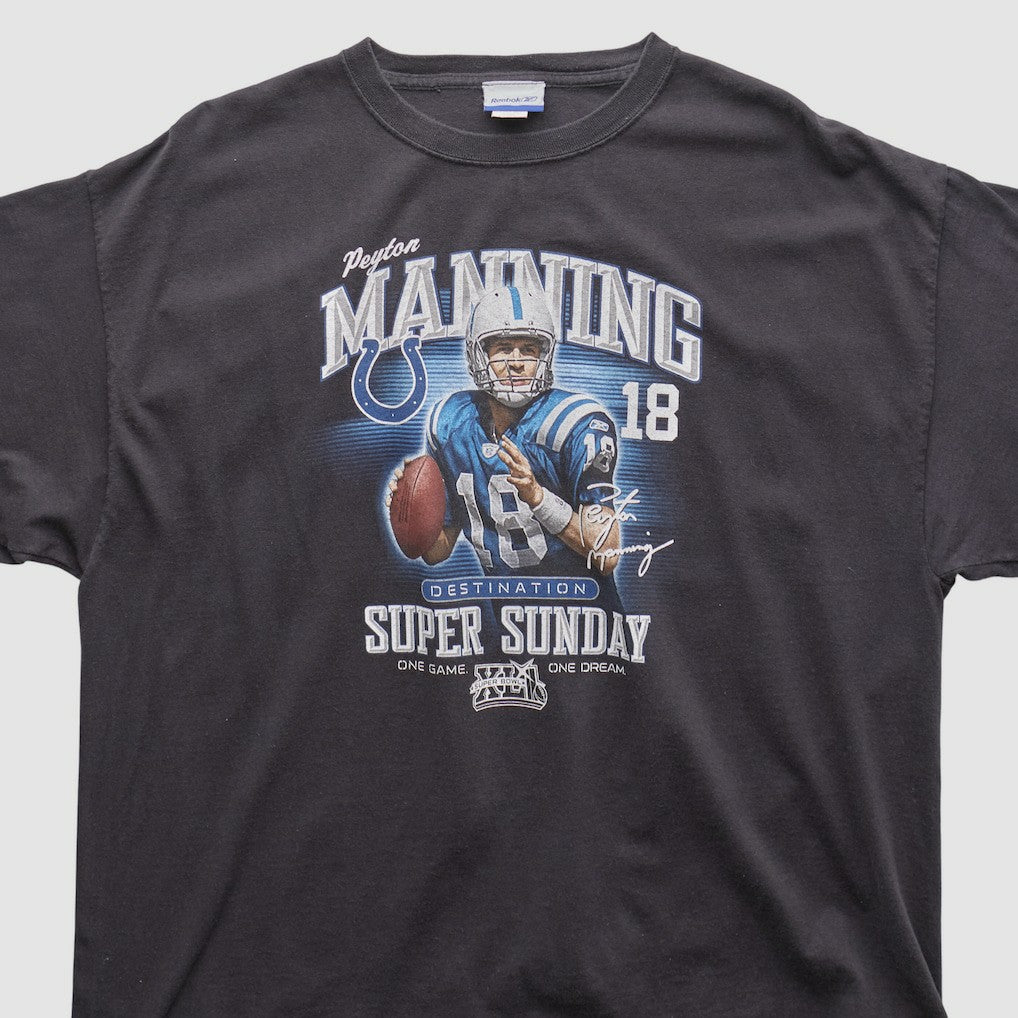 Payton Manning Super Bowl XLI Reebok 2000s T-shirt Black Vintage - Fanatics