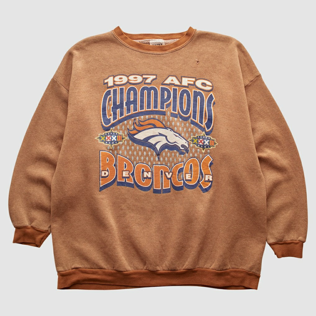 Denver Broncos Tultex 1997 Pullover Sweatshirt Brown Vintage - Fanatics