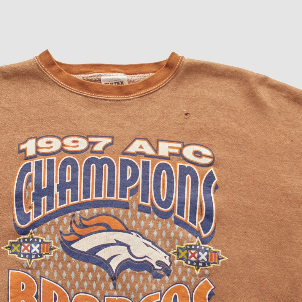 Denver Broncos Tultex 1997 Pullover Sweatshirt Brown Vintage - Fanatics
