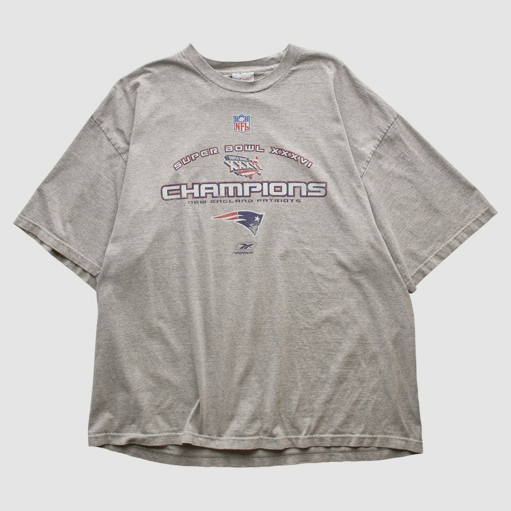 New England Patriots Reebok 2002 T-shirt Heather Gray Vintage - Fanatics