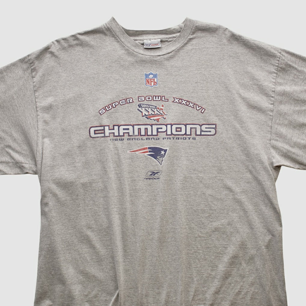 New England Patriots Reebok 2002 T-shirt Heather Gray Vintage - Fanatics