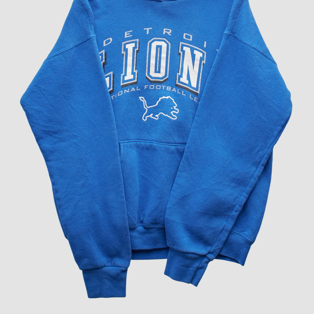 Detroit Lions 2000s Hooded Pullover Sweatshirt Blue Vintage - Fanatics