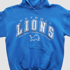 Detroit Lions 2000s Hooded Pullover Sweatshirt Blue Vintage - Fanatics