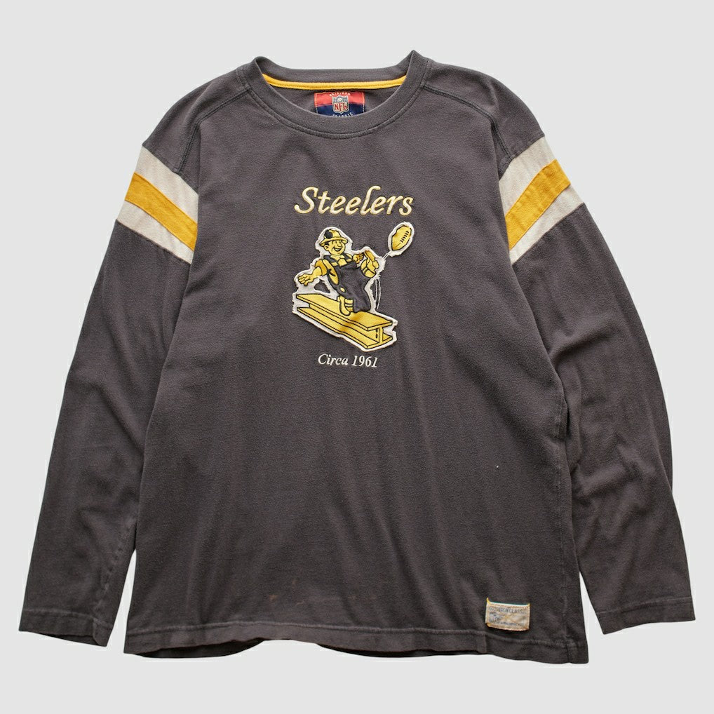 Pittsburgh Steelers Reebok 2000s Long Sleeve T-shirt Charcoal Vintage - Fanatics
