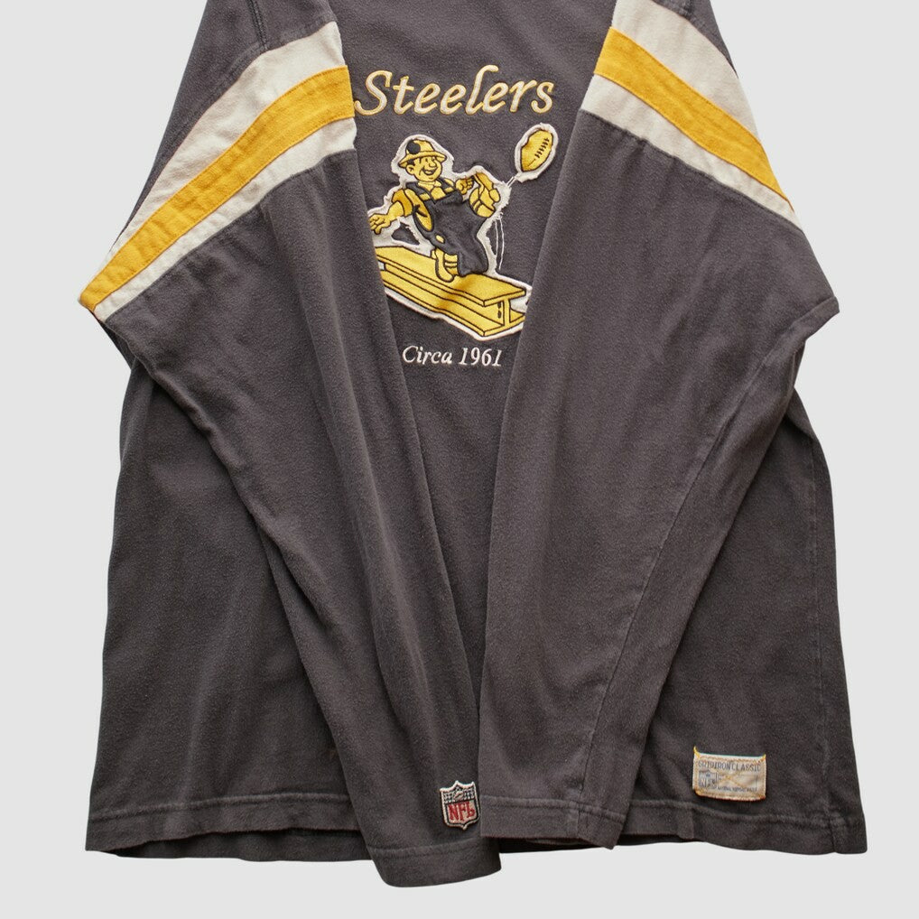 Pittsburgh Steelers Reebok 2000s Long Sleeve T-shirt Charcoal Vintage - Fanatics