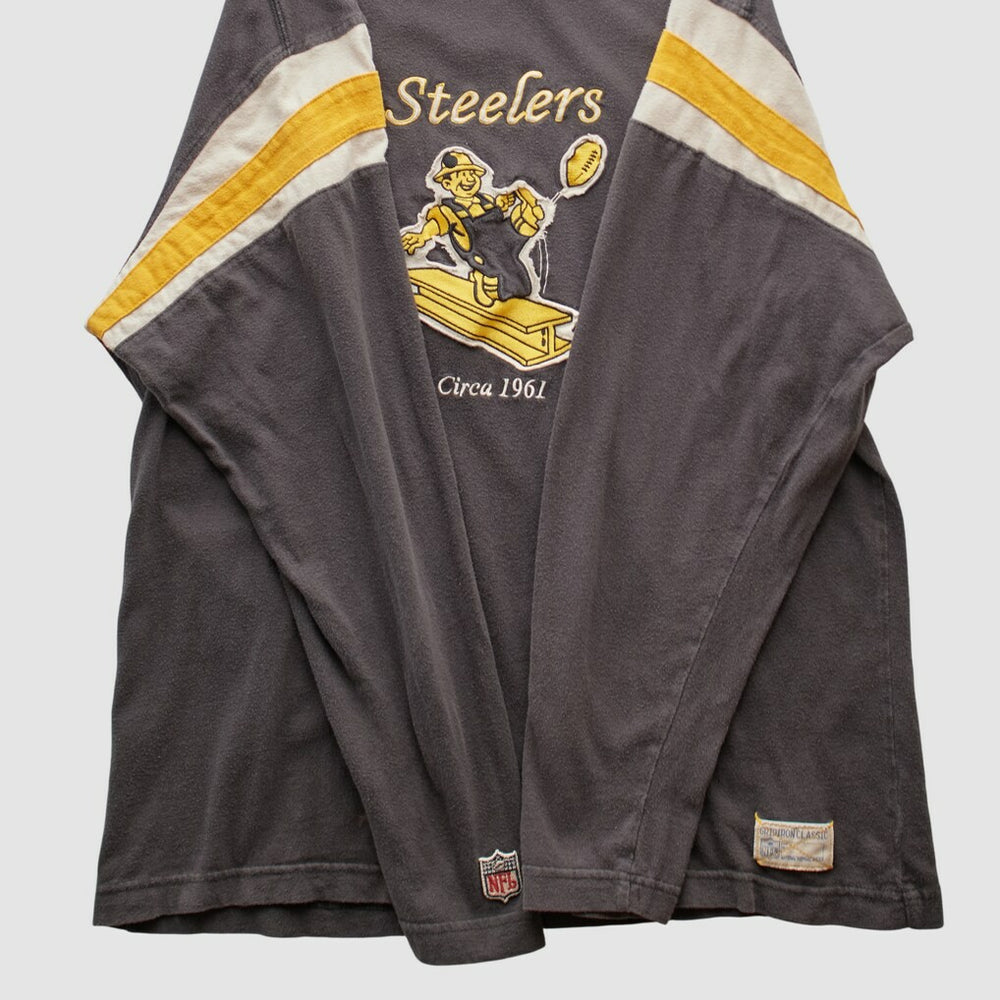 Pittsburgh Steelers Reebok 2000s Long Sleeve T-shirt Charcoal Vintage - Fanatics