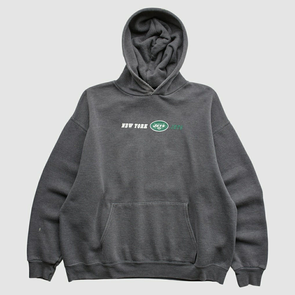 New York Jets Team Edition Apparel 2000s Hooded Pullover Sweatshirt Charcoal Vintage - Fanatics