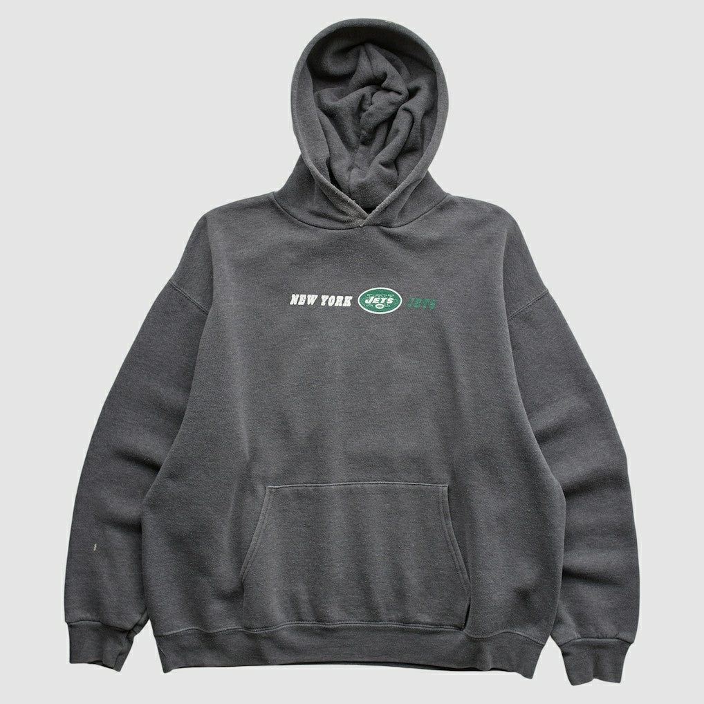 New York Jets Team Edition Apparel 2000s Hooded Pullover Sweatshirt Charcoal Vintage - Fanatics